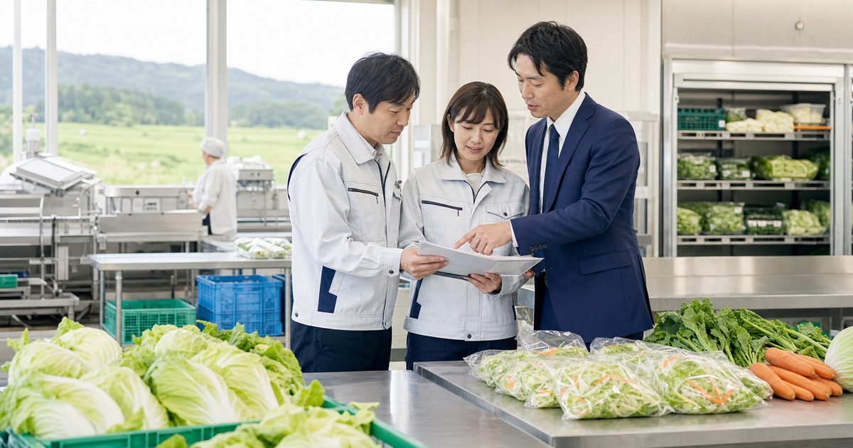 青森 カット野菜 M&Aと加工場の事業承継を相談する様子
