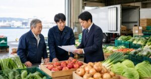 八戸 青果卸 M&Aと冷蔵配送網の事業承継を相談する様子