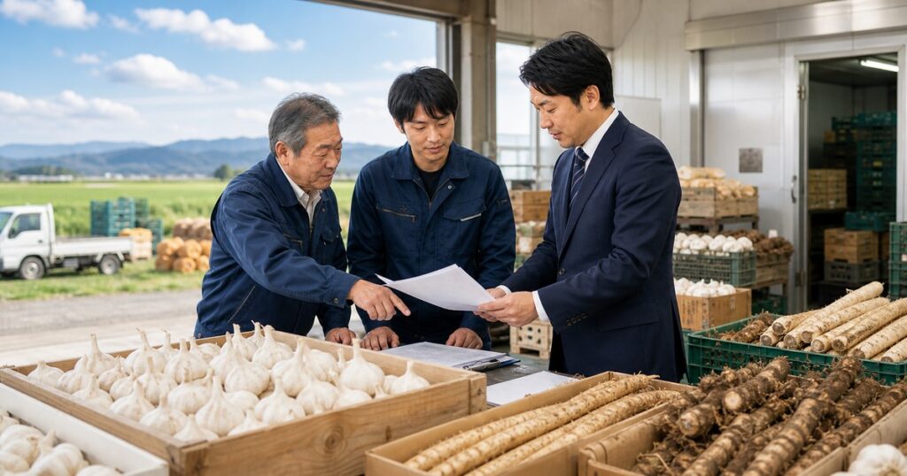 十和田 にんにく M&Aと産地集荷の事業承継を相談する様子